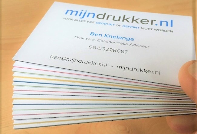mijndrukker.nl dikke visitekaartjes met gekleurde tussen laag